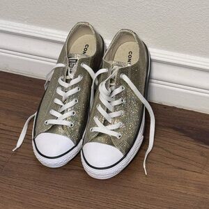 Gold Glitter Converse Low Top Sneakers